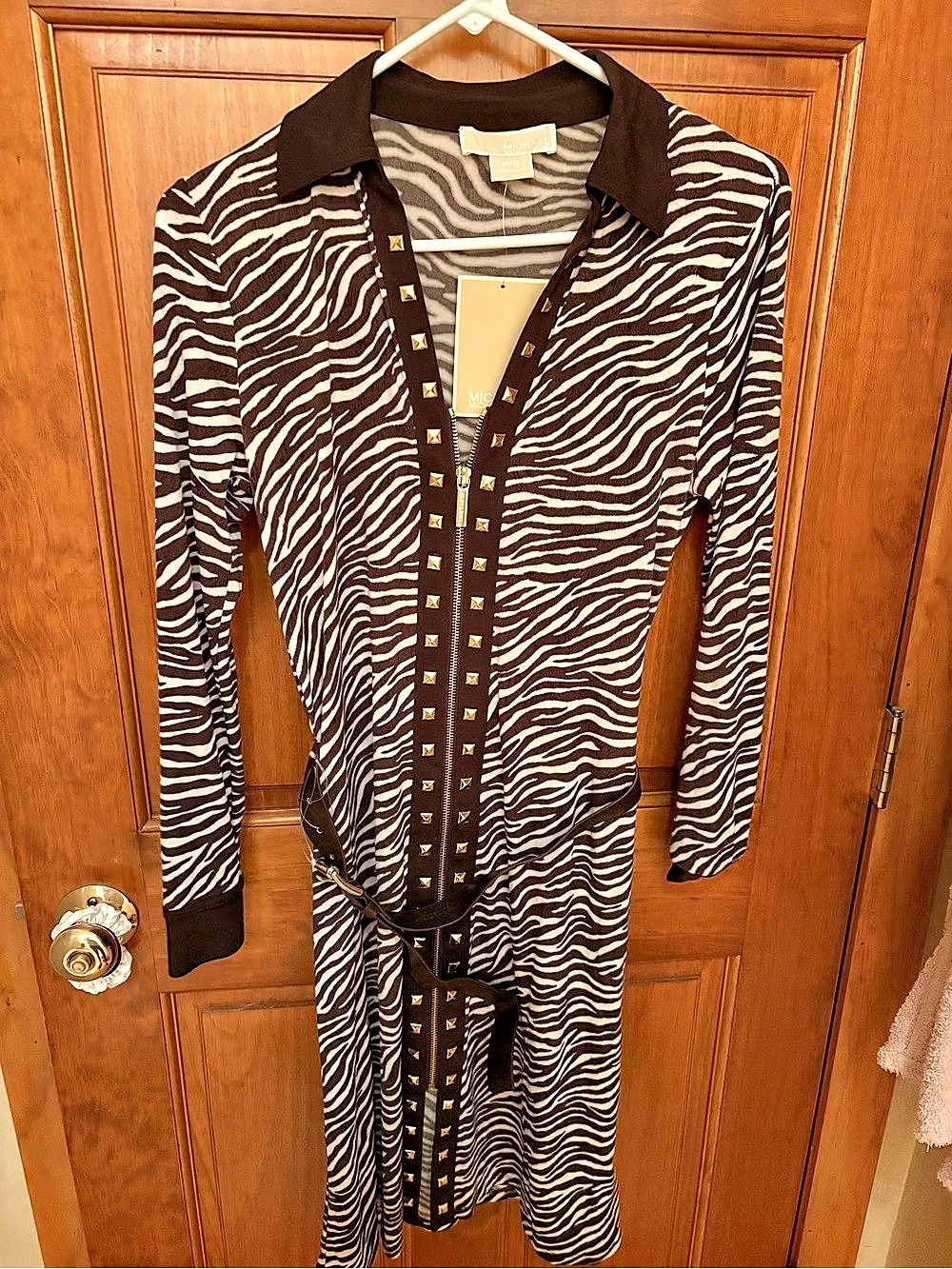 Michael Kors Studded Zebra Print Midi Dress Zebra Print Studded Midi - NWT